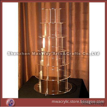 Clear Round Promotional Acrylic 7 Tiers Tower Wedding Party Cup Cake Display Stand Rack